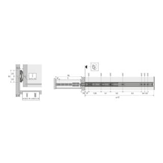Kugel-Überauszug ka 4932, 300 mm 60 kg, eb 12,7 mm, teilbar