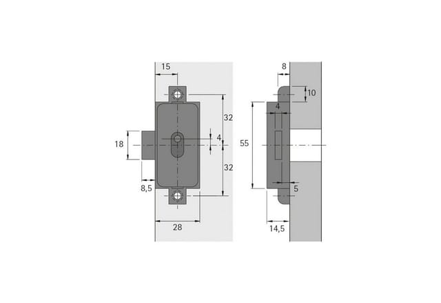 FP - hettich Drehstangenschloss einfache Sperre DM15 rechts, Zamak vernickelt