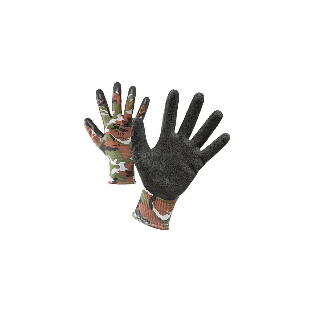 Neri Safety Arbeitshandschuhe Cf12 Pa Lat-01 100% Polyester Latex Größe 7 Grau/schwarz - Packung Mit 12 Paaren