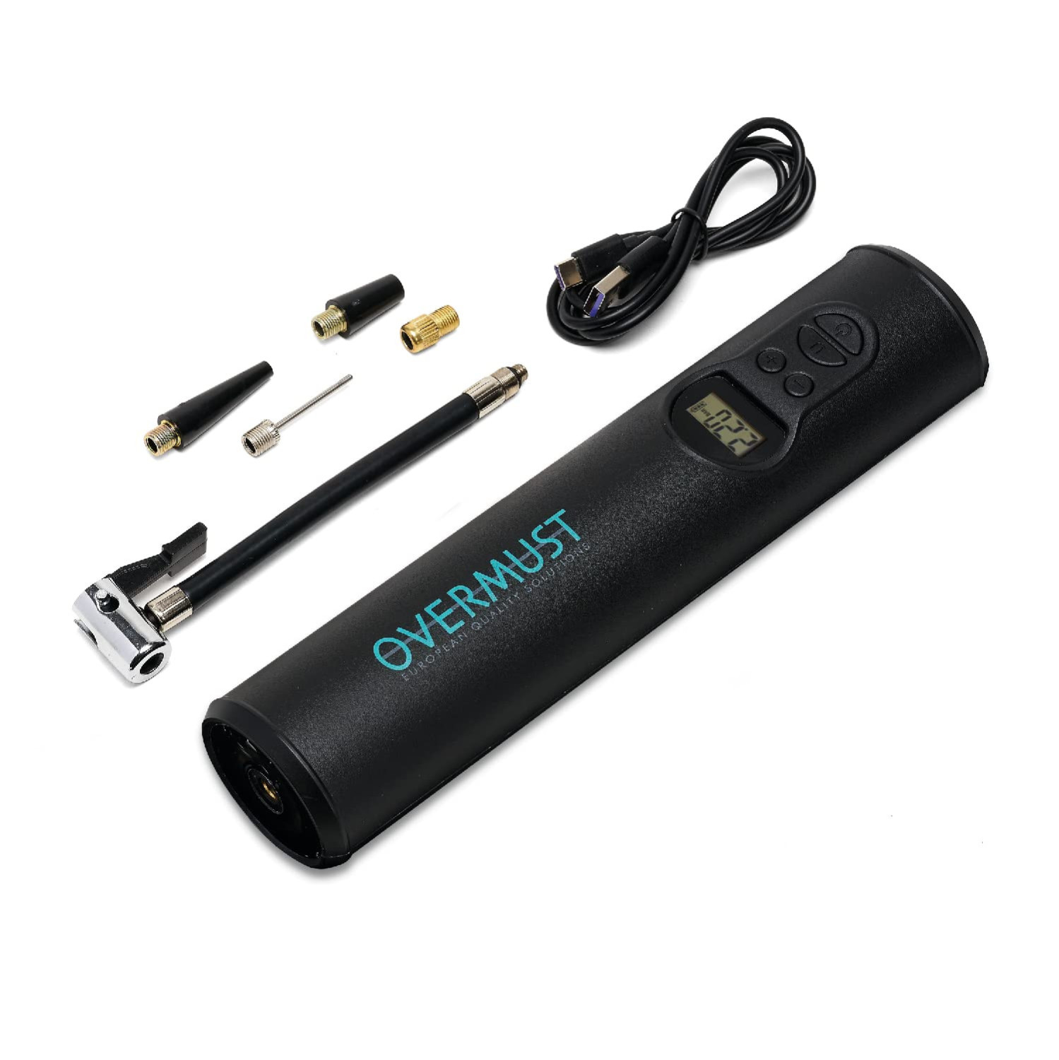 Overmust Tragbarer Autokompressor 150 Psi Mit Lcd-display Und Led-leuchte 80 Lumen