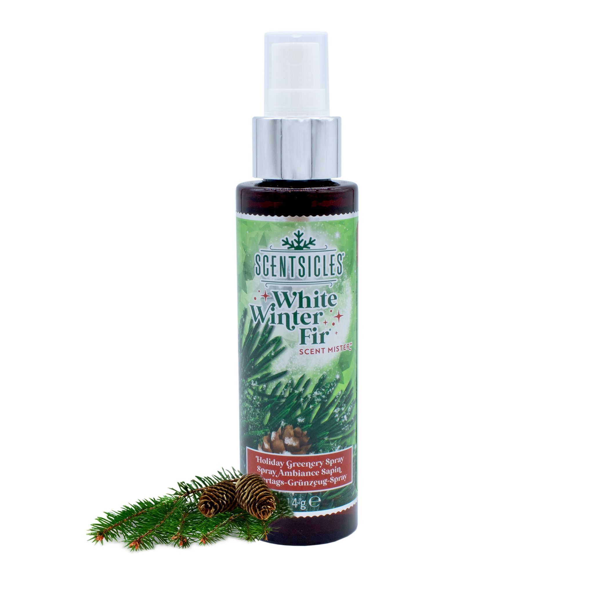 Scentsicles Weihnachtsbaum Duftspray 114g - Weiße Wintertanne - Aromaspray Für Tannenbäume Und Adventskranz - Weihnachten Advent Raumduft Weihnachtsduft Baumduft Für Künstliche Weihnachtsbäume