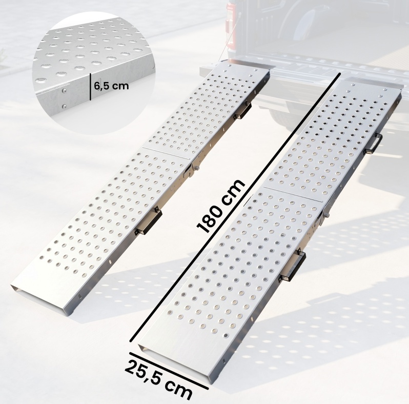 Klappbare Metall-laderampe, 2 Stück, 400 Kg, 180 X 25,5 X 6,5 Cm Okmyhome