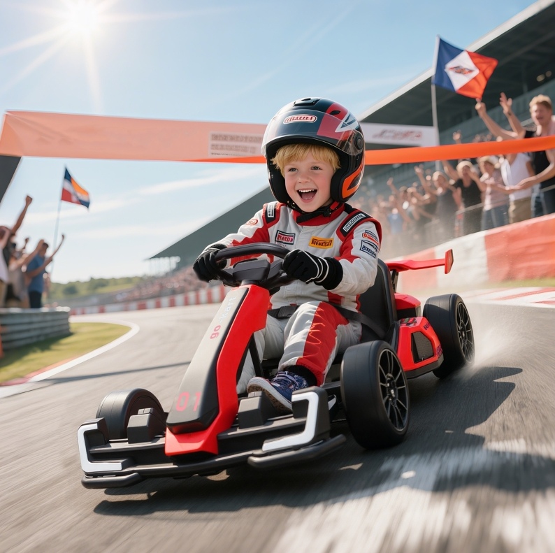 Elektrisches Go-kart Für Kinder 24v, Verstellbarer Sitz, 12 Km/h, Rot/schwarz Okmyhome