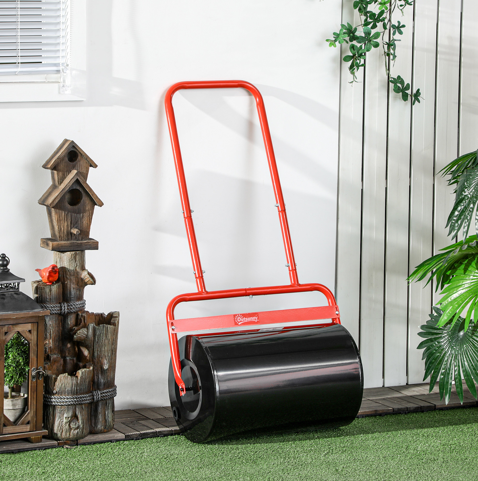 Rasenwalze 50 Cm, 38 L, Stahl, Rot Okmyhome