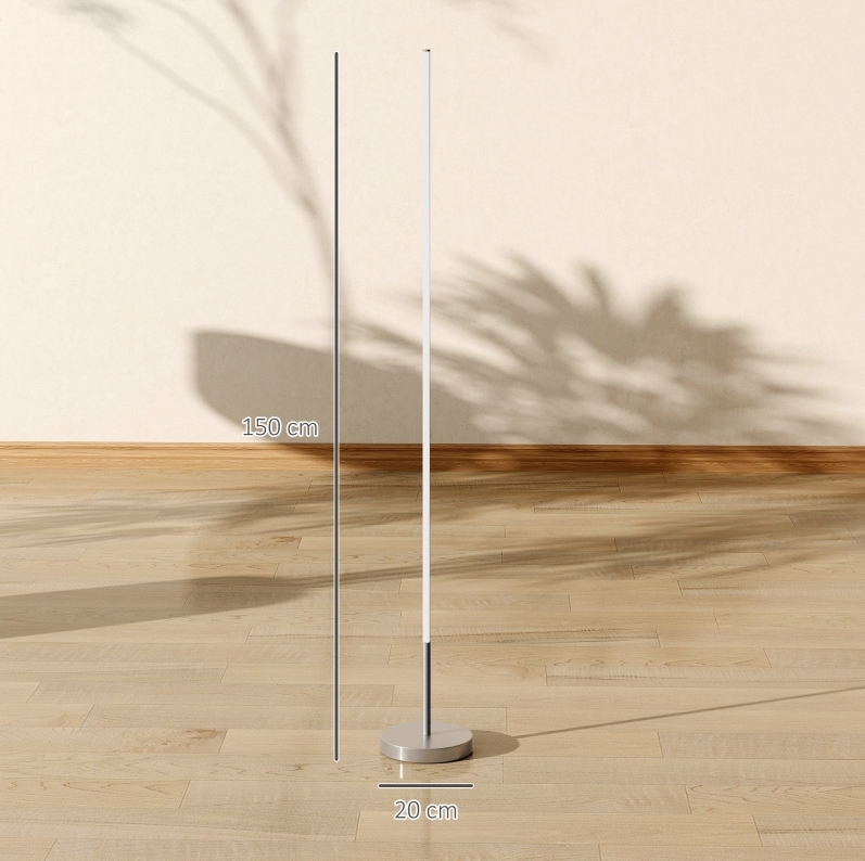 Led-stehlampe 20 X 20 X 150 Cm Mit Einstellbarer Farbtemperatur, Silber Okmyhome
