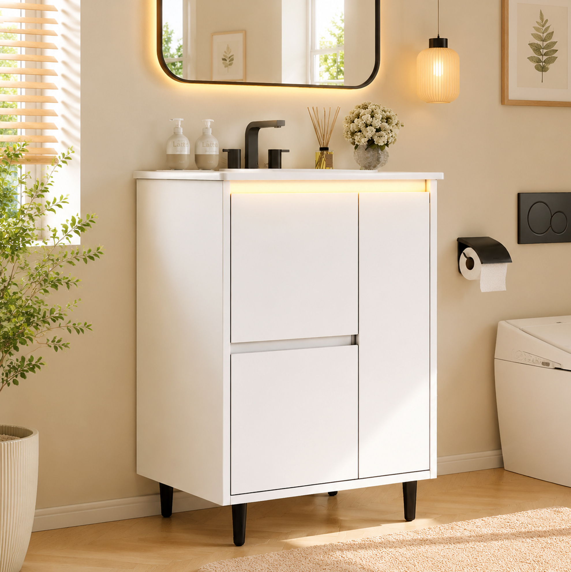 Badezimmermöbel Mit Waschbecken 61 X 46,5 X 87 Cm Weiß Okmyhome