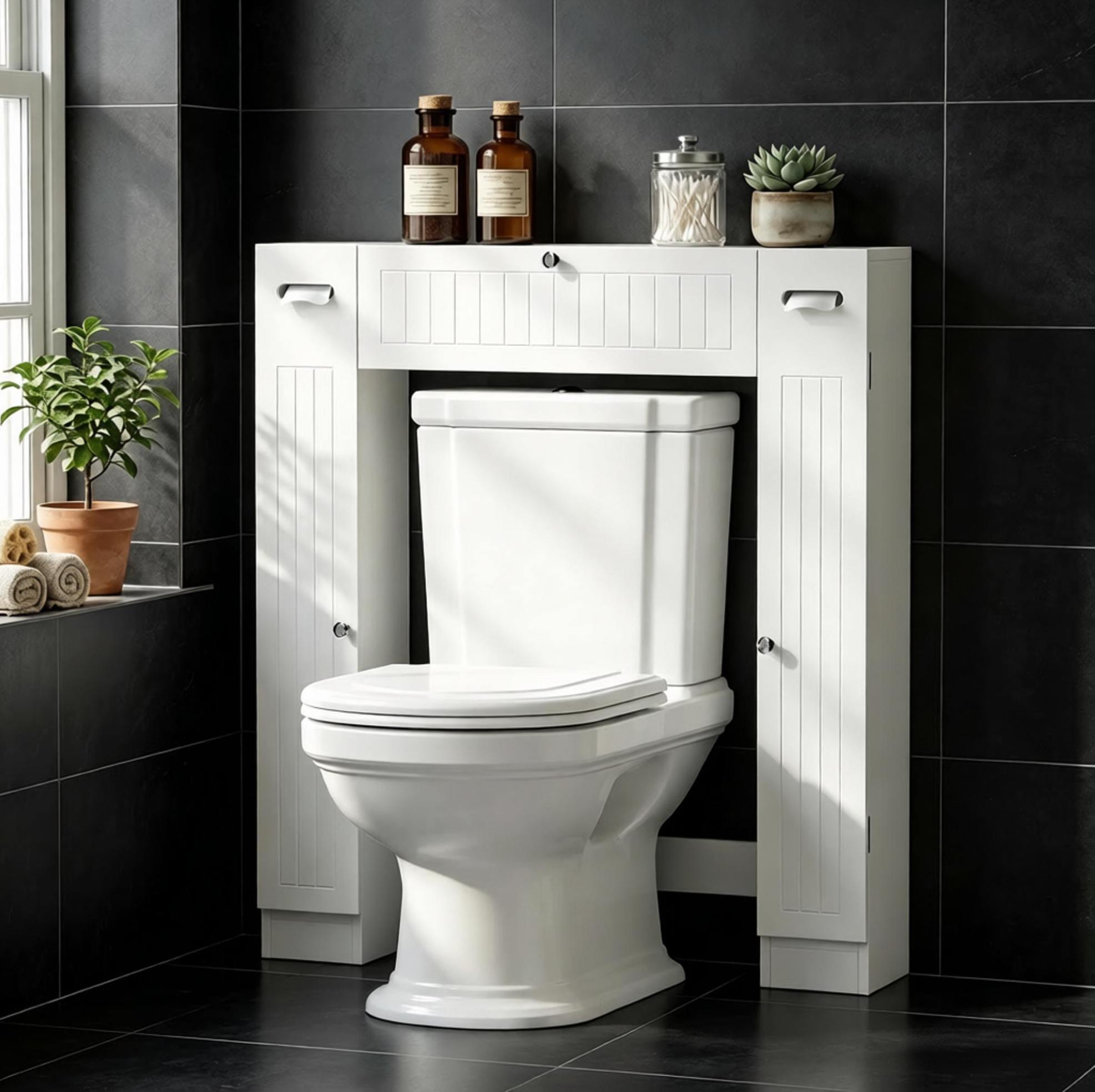 Wc-regal Über Dem Wc Mit 2 Schränken, Schublade Und Okmyhome
