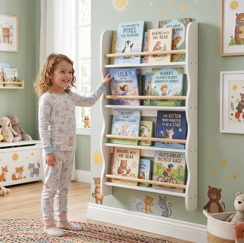 Wand-bücherregal Für Kinder 60 X 10 X 98 Cm Mit Kippschutz, Weiß Okmyhome