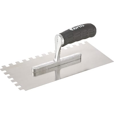 Glättekelle gezahnt rostfrei 10x10mm Softgriff - Fortis