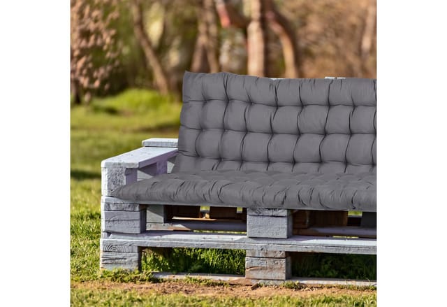 Relaxdays Bankauflage, HBT: 7x180x50 cm, Sitzkissen mit Bändern, für Gartenbank, Paletten, Polyester, Sitzpolster, grau