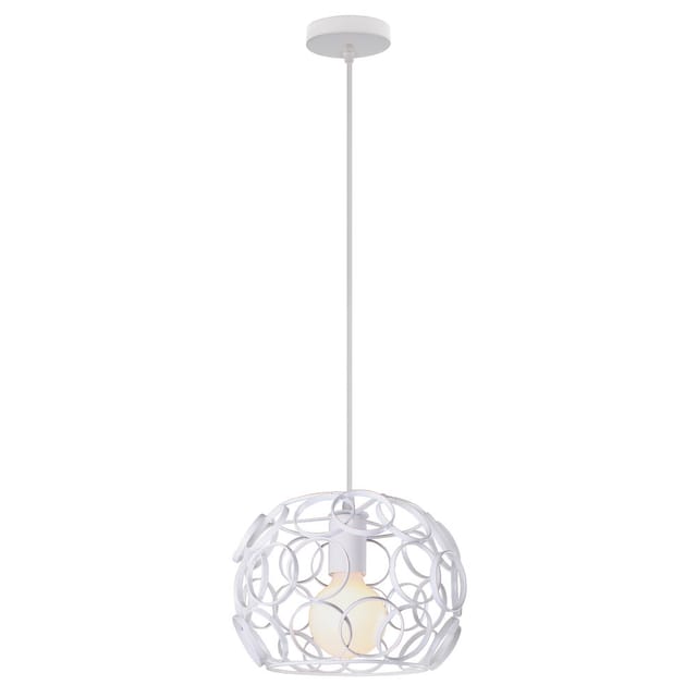 Pendelleuchte, Moderne Kronleuchter mit Ø24cm Runden Käfig, Industrielle Stil Hängelampe, Art Licht E27 Fassang (Weiß)