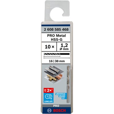 Bosch Metallbohrer HSS-G DIN 338 1,2 x 16 x 38 mm 10 Stk