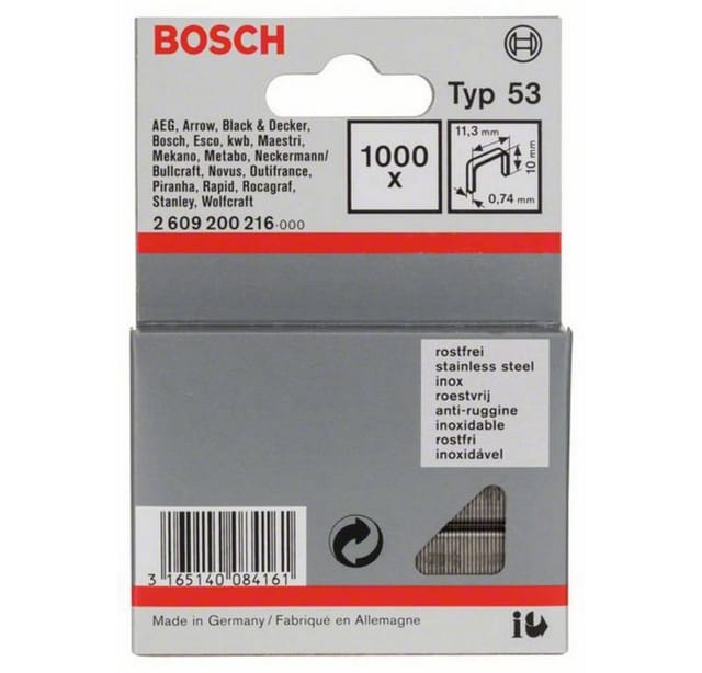 Bosch Accessories 2609200216 Feindrahtklammern Typ 53 1000 St. Abmessungen (L x B) 10 mm x 11.4 mm
