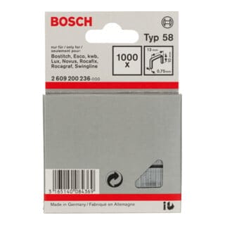Feindrahtklammer Typ 58 13 x 0,75 x 10 mm 1000 Stk - Bosch