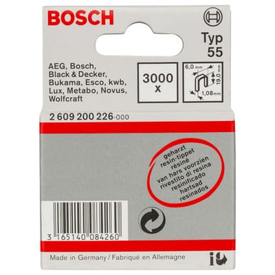 Schmalrückenklammer Typ 55 geharzt, 19, 3000er-Pack, für Druckluftnagler/Drucklufthefter - Bosch
