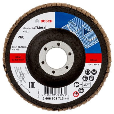 Bosch - Fächerschleifscheibe X431 Standard for Metal gerade 115 mm 60 Glasgewebe - 2608603713