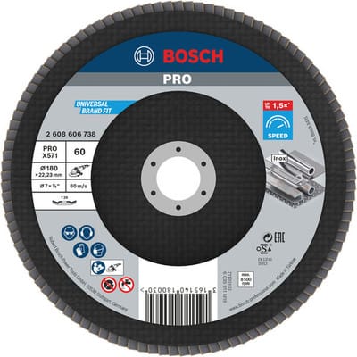 Bosch - pro X571 Fächerschleifscheibe, 180 mm, G60, gewinkelt, Glasfaser