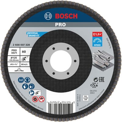 Bosch - Accessories 2608607328 X571 Fächerschleifscheibe Durchmesser 125 mm Bohrungs-Ø 22.33 mm Stahl
