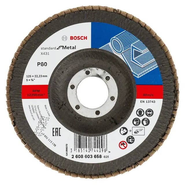 Bosch - Fächerschleifscheibe X431 Standard for Metal gewinkelt 125 mm 22,23 mm 80 - 2608603658
