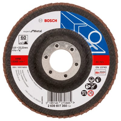 Bosch - Fächerschleifscheibe Expert for Metal 115 22,23 60 gerade Glasgewebeteller - 2608607350