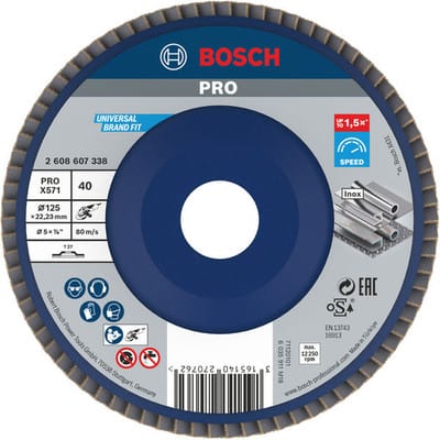 Bosch - Accessories 2608607338 X571 Fächerschleifscheibe Durchmesser 125 mm Bohrungs-Ø 22.33 mm Stahl