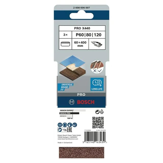 Accessories 2608606007 Schleifband-Set Körnung (num) 60, 80, 100 (l x b) 400 mm x 60 mm 1 s - Bosch