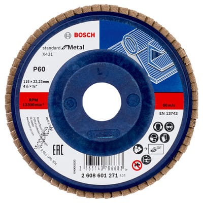 Bosch - Fächerschleifscheibe X431 Standard for Metal gerade 115 mm 60 Kunststoff - 2608601271
