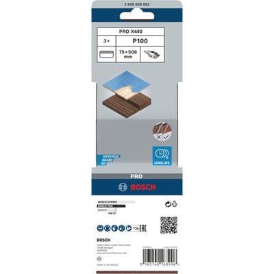 Schleifband-Set X440 Best for Wood and Paint 75 x 508 mm 100 3 Stk - Bosch