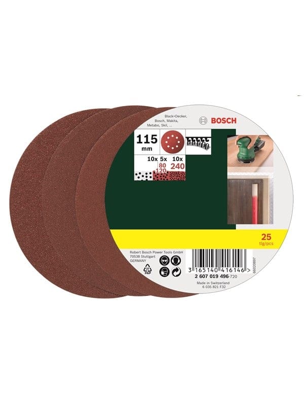 Accessories 2607019496 Exzenterschleifpapier-Set mit Klett, gelocht Körnung (num) 80, 120, 24 - Bosch
