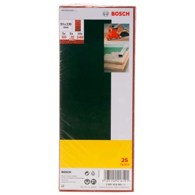 Schleifblatt-Set für Schwingschleifer, 25-tlg., gespannt, 93 x 230 mm, 60 - 240, b&d Lochung - Bosch