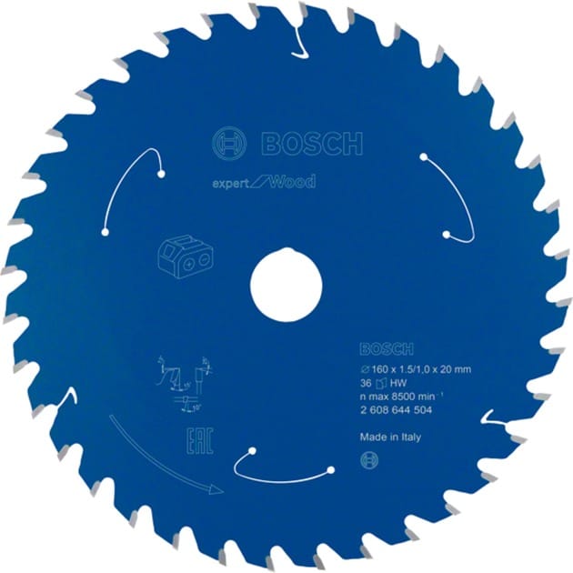Bosch - Kreissägeblatt für Akkusägen Expert for Wood, 160 x 1,5/1 x 20, 36 Zähne