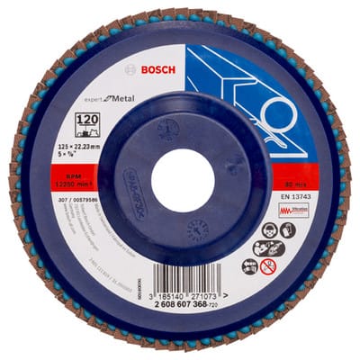 Bosch - Fächerschleifscheibe Expert for Metal 125 22,23 120 gerade Kunststoffteller - 2608607368