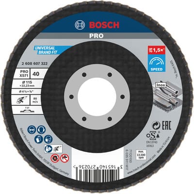 Bosch - Fächerschleifscheibe X571 Best for Metal gerade 115 mm 40 Glasgewebe 10 Stk