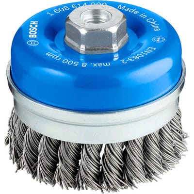 Topfbürste Stahl gezopfter Draht 90 mm 0,8 mm 8500 u/ min m 14 - Bosch