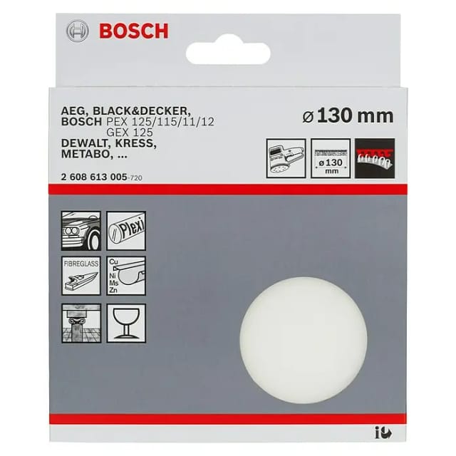 Polierschwamm für Exzenterschleifer, Klett, 130 mm