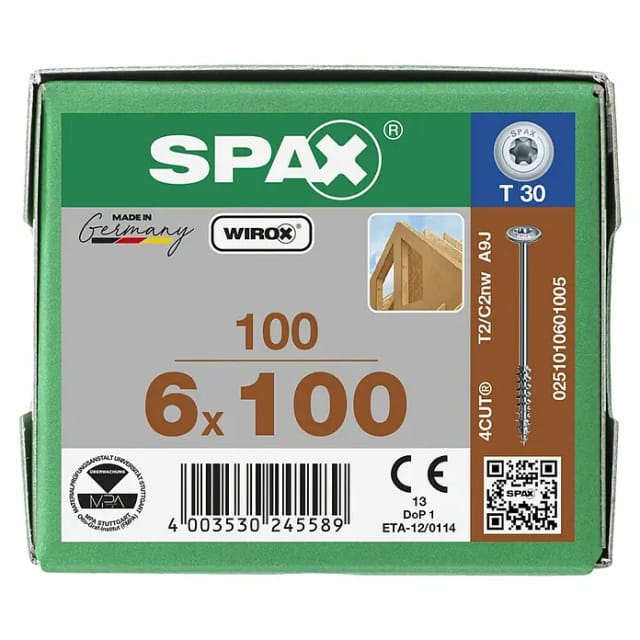 Spax Holzbauschraube 6x100 TG T30 Wirox Tellerkopf