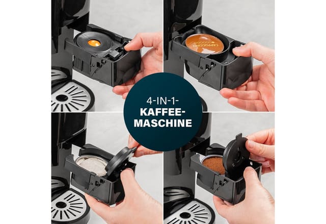 Kapselkaffeemaschine 19bar 4in1 für Kapseln, Pads & Kaffeepulver