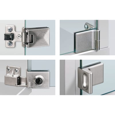 Hettich - Glastürscharnier et 5150 Zinkdruckguß matt vernickelt