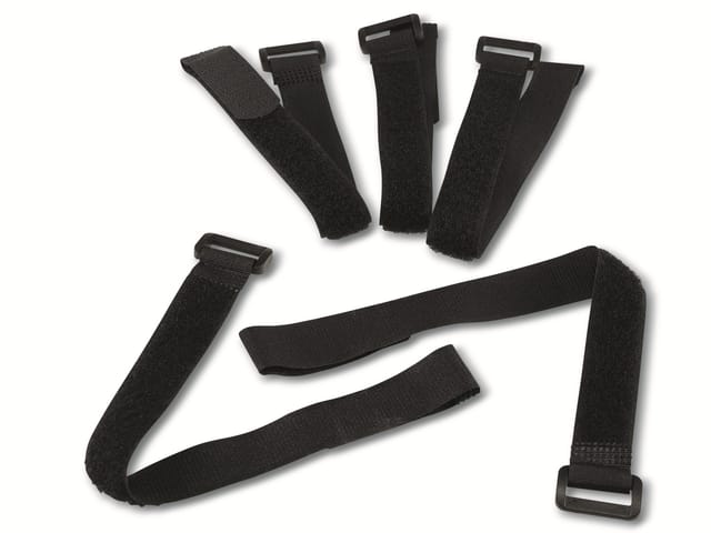 Chilitec - Klettband-Set mit Öse, 30x2 cm, schwarz, 5 Stück