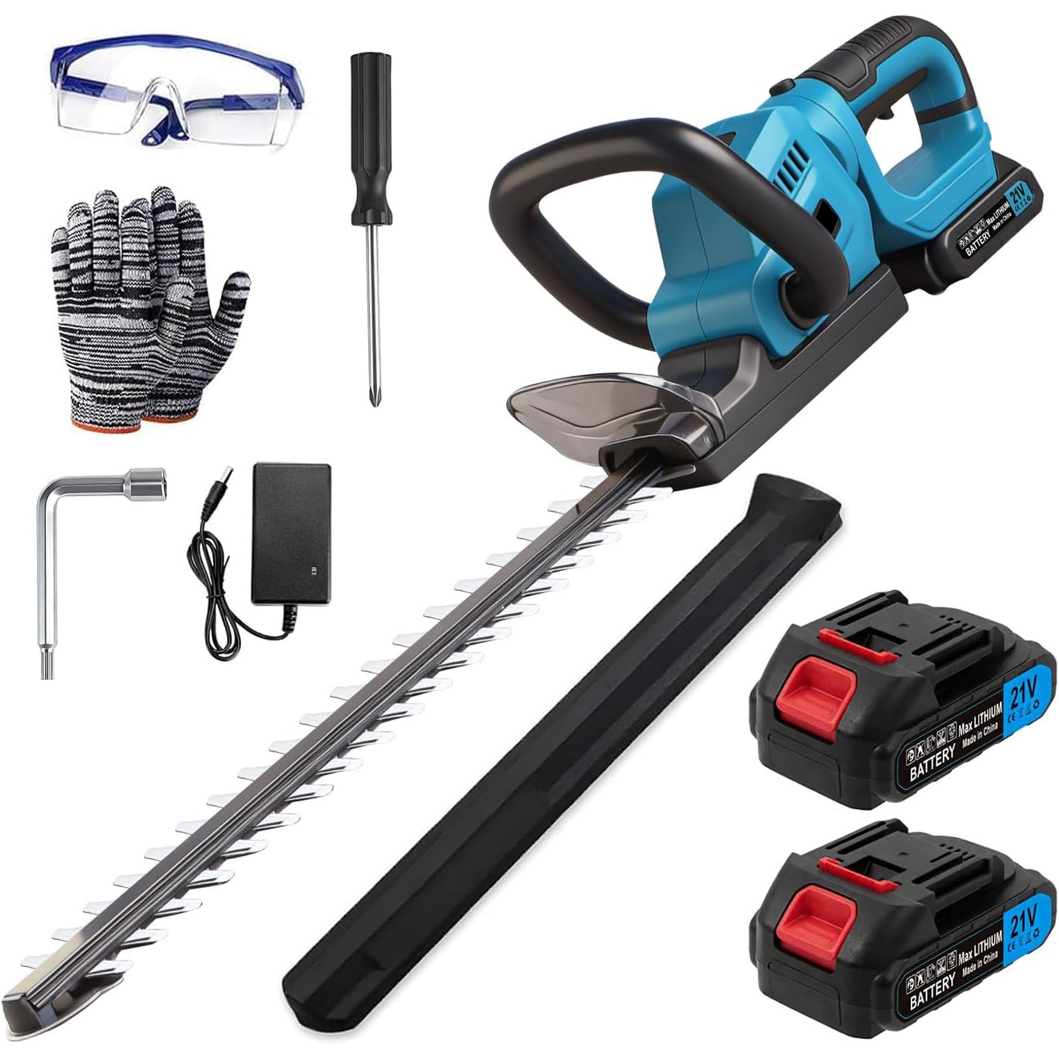 Akku-heckenschere Für Makita 18v Akkus,elektrische Heckenschere, Mit 2 X 2,000 Mah Akku Und Ladegerät,ergonomischer Griff,52 Cm Schnittlänge,15 Mm Zahnabstand,ideal Für Hecken Und Sträucher