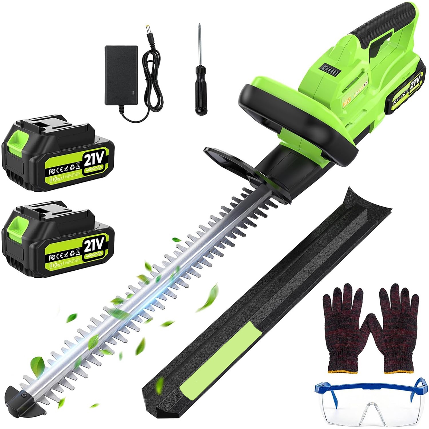 Heckenschere Akku, 50cm Elektrische Heckenschere Für Makita-18v-akku, Heckenschere Mit 2 4000mah Akku Und Ladegerät, Bürstenlosmotor,16mm Zahnabstand,180° Drehbarer Griff,für Garten,