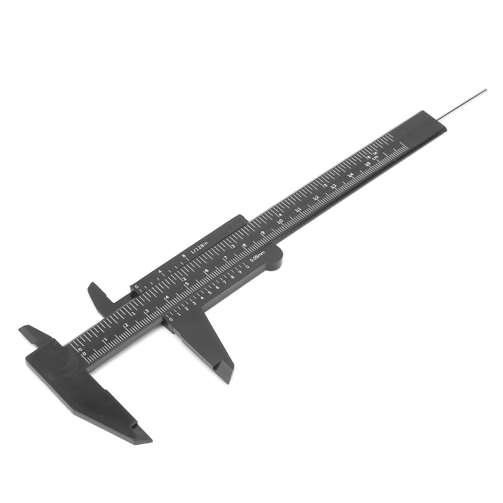 150 Mm Präzisions-doppelmessschieber Aus Kunststoff Mit Nonius-skala, 0,5 Mm (schwarz)