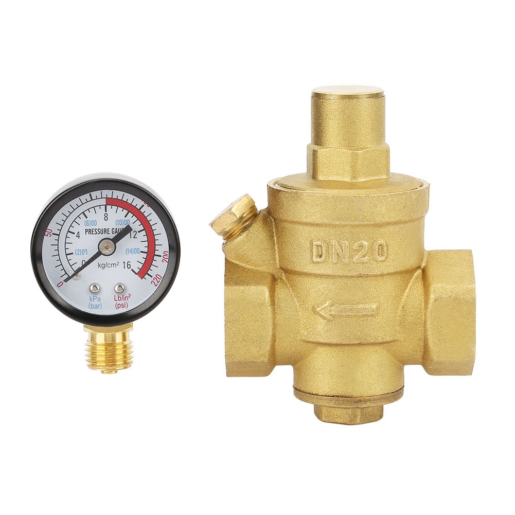 Dn20 Einstellbarer Wasserdruckregler Aus Messing Mit Manometer