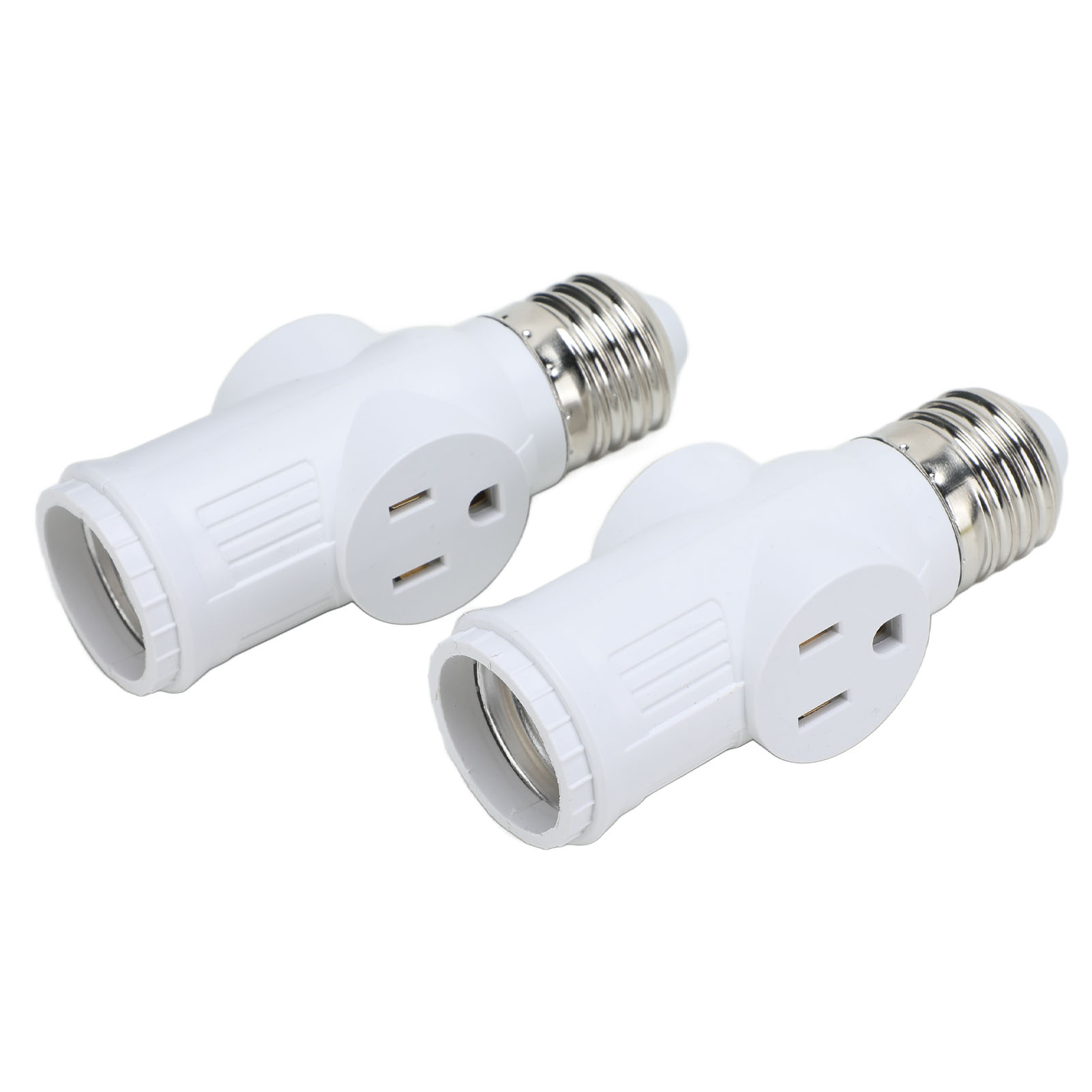 2 Stück 3-poliger Lampensockeladapter, Weißer E26-lampenadapter, 0–125 V Wechselstrom, Konverter
