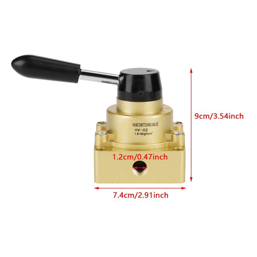 Hv-02 Pt 1/4"-anschluss, 3 Positionen, 4 Anschlussarten, Pneumatisches Handhebelventil, 1,5-8 Kgf/cm²