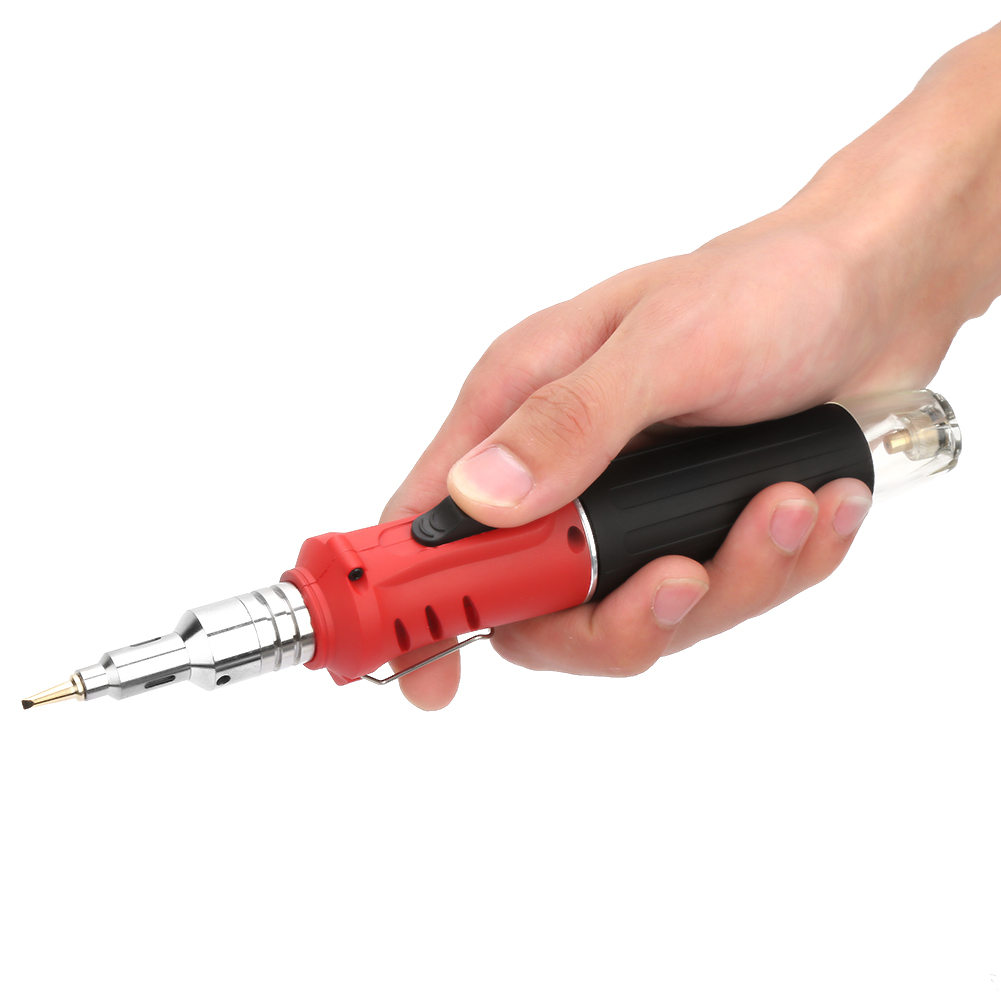 10-teiliges Hs-1115k Multifunktions-butan-kolbenbatterie-lötbrenner-set (rot)
