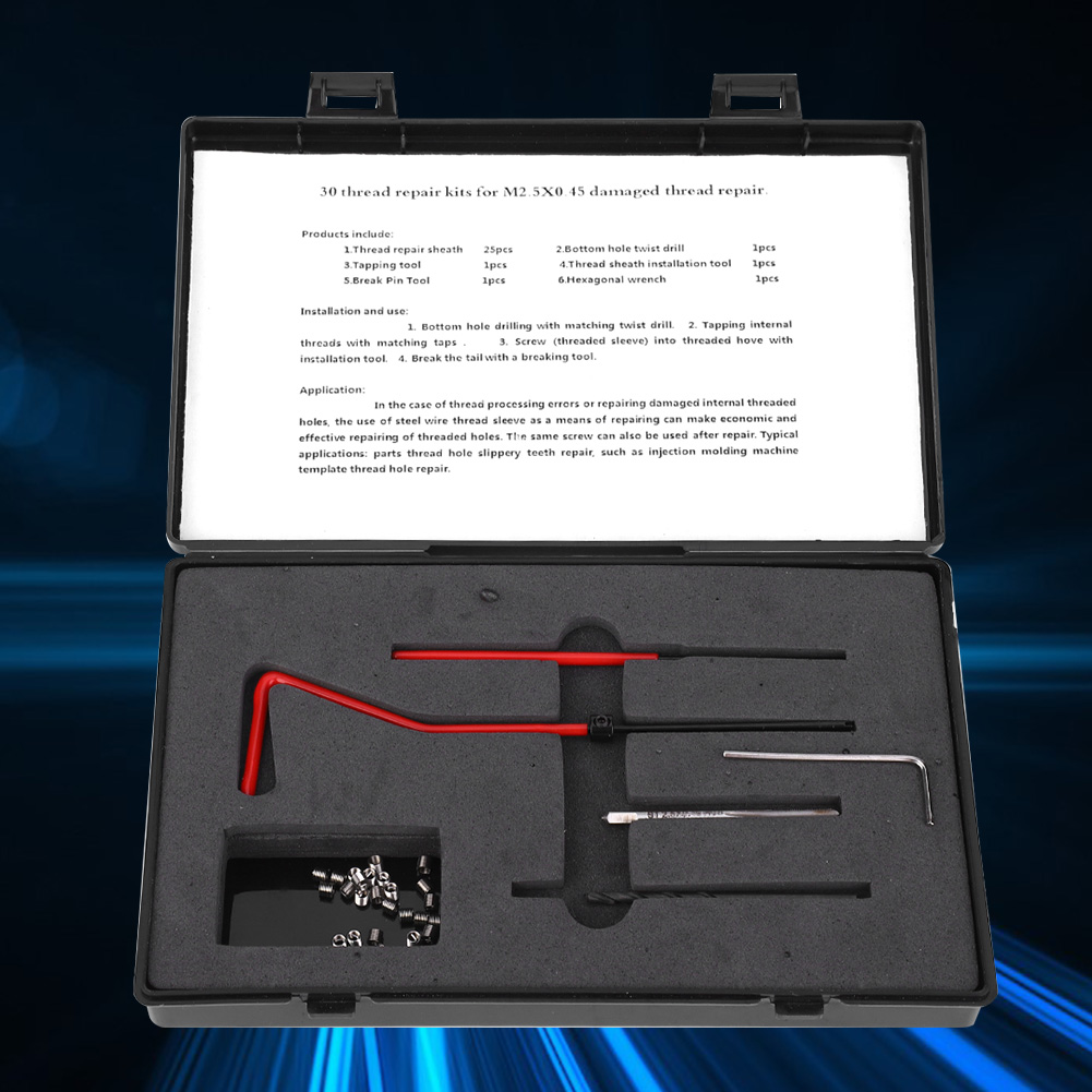 30-teiliges Gewindereparaturset M2,5 X 0,45 Edelstahl-innengewindebohrer-set