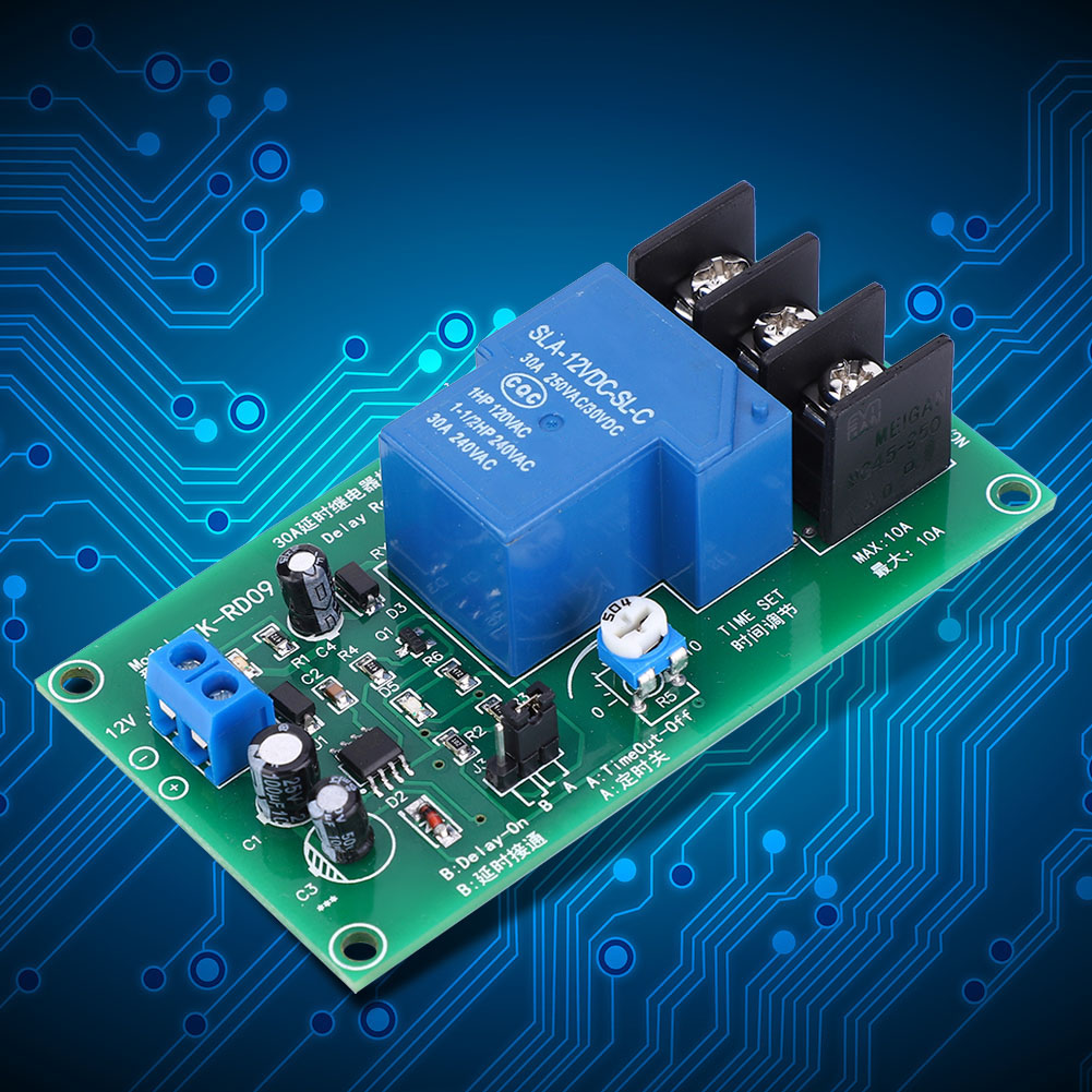 30a Dc 12v Verzögerungsrelaismodul, Verzögerungstimerplatine, Zeitbereich 0,1-5 Sekunden