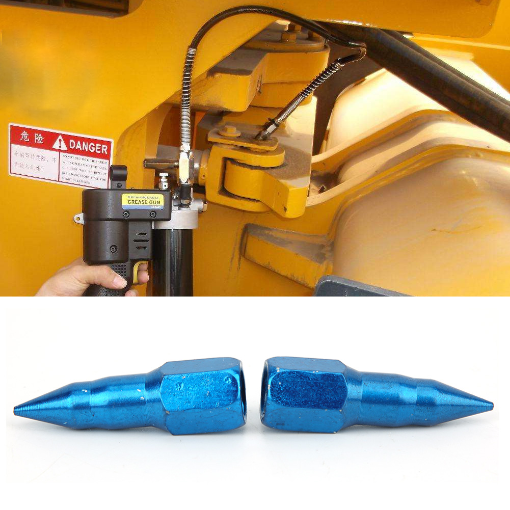 2 Fettpressendüsen, Stahlnadelspender, Fettpressenzubehör (blau)