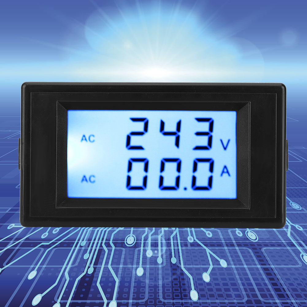 D69-2042 Voltmeter/amperemeter Mit Doppelanzeige, Wechselstrom 80–300 V, 0–50 A, 0–100 A, Mit Stromwandler, Schwarz